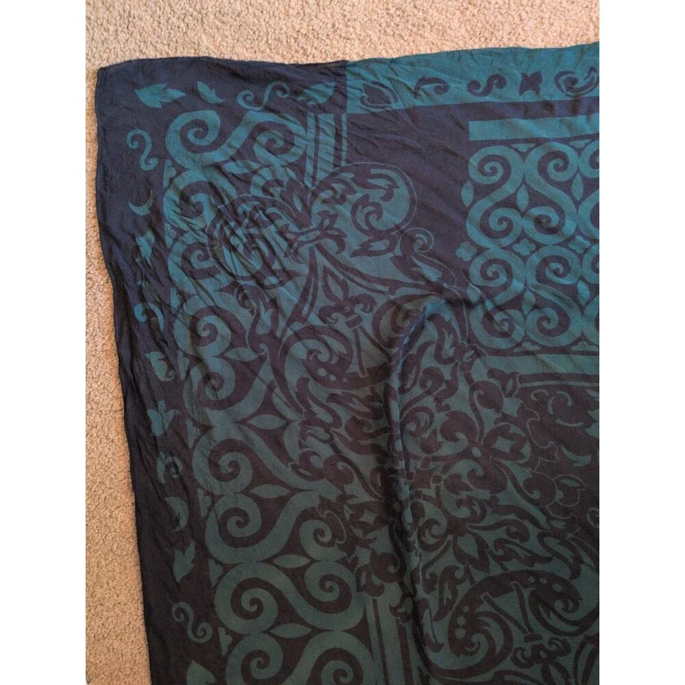 Vintage Georgiou 100% Silk Paisley Scarf 45x45”  Swirl Pattern Large Wrap / Top